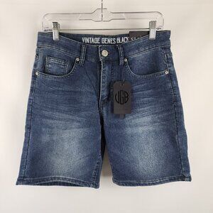 Vintage Genes Black Shorts Mens 28W Blue Slim Fit Short (28x8) NWT
